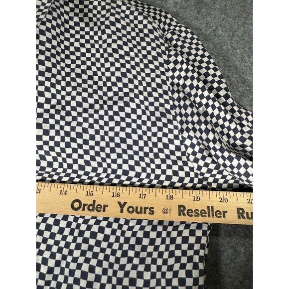 Oscar De La Renta Blouse Women 6 Checker Long Sleeve Button Front Silk Quiet Lux - Picture 4 of 7